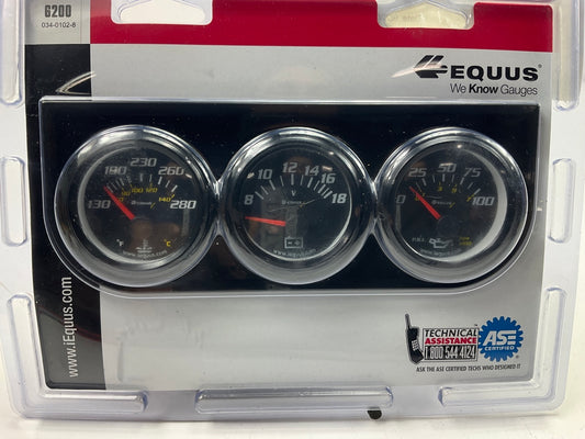 Equus 6200 2'' Mechanical Triple Gauge Kit, Water Temperature, Oil Pressure, Volt