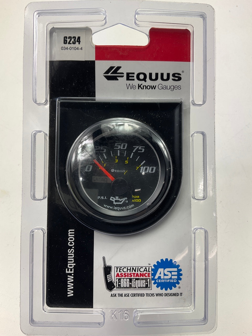Equus 6234 Mechanical 2'' Oil Pressure Gauge, 0 To 100 PSI