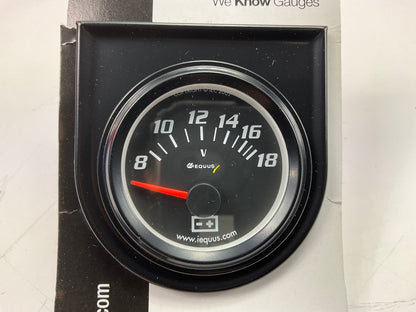 Equus 6268 2'' Black Back-Lit Analog Volt Meter Gauge, 8 To 18 Volts