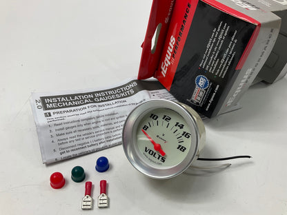 Equus 8268 2'' Analog Back-Lit Voltmeter Volt Gauge, 8 To 18 VDC, White Dial