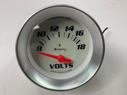 Equus 8268 2'' Analog Back-Lit Voltmeter Volt Gauge, 8 To 18 VDC, White Dial
