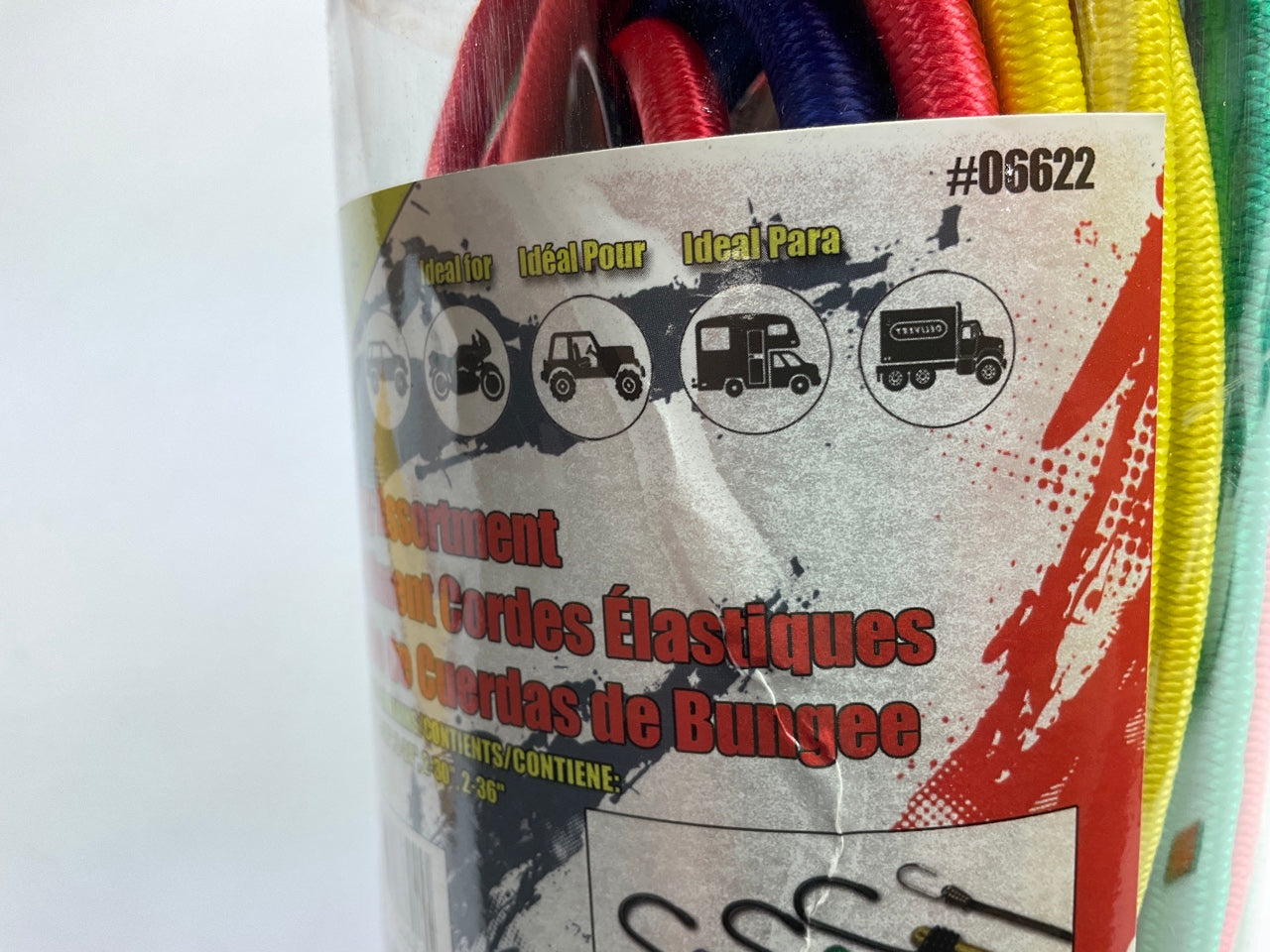 Erickson 06622 Multiple Length Bungey Cord Assortment Jar, 10''-36'', 25 Piece