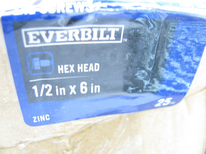 (x100)  Everbilt 1/2 In. X 6 In. Zinc-Plated Hex-Head Lag Screw
