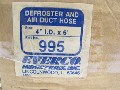 Everco 995 HVAC Flexible Round Duct, 4'' Diameter  X  6' Length