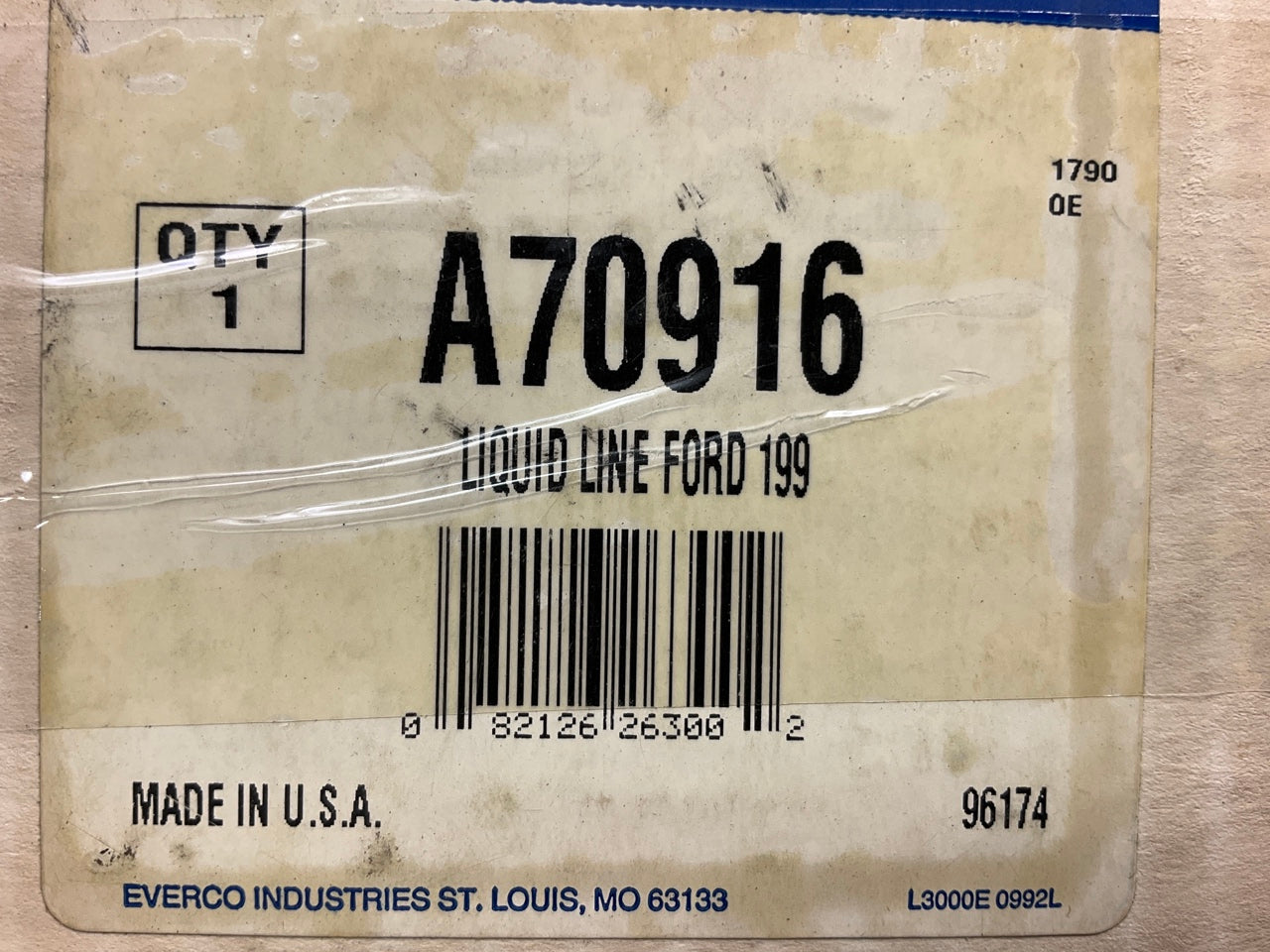 Everco A70916 A/C Refrigerant Liquid Line Hose Assembly - E69Z-19837-A