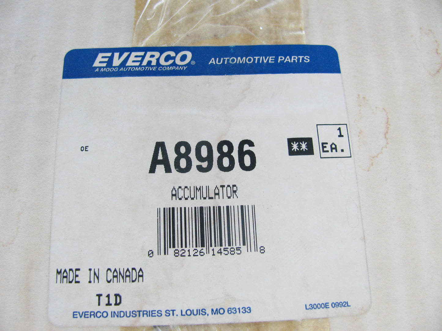 Everco A8986 A/C Accumulator Drier For 1986-1993 Ford Aerostar