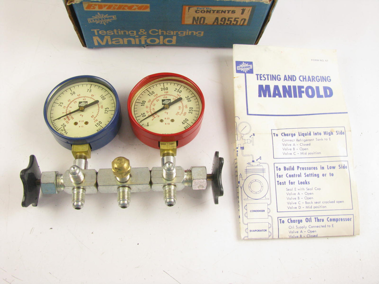 NOS Vintage A/C HVAC Manifold Gauge Set  A9550