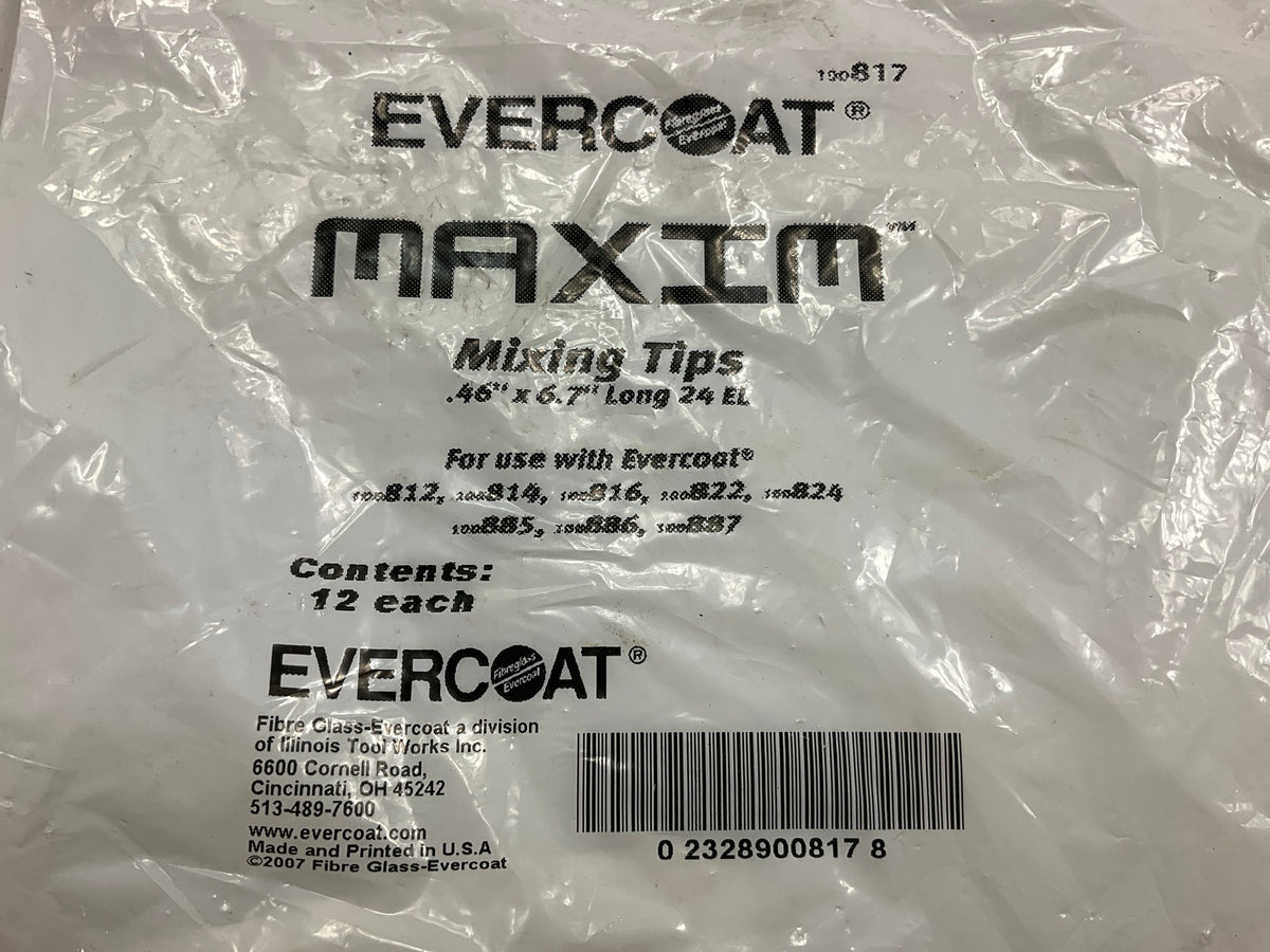 Evercoat Maxim 100817 Static Mixing Tip, .46'' X 6.7'' Long 24 Element, 12 Pack