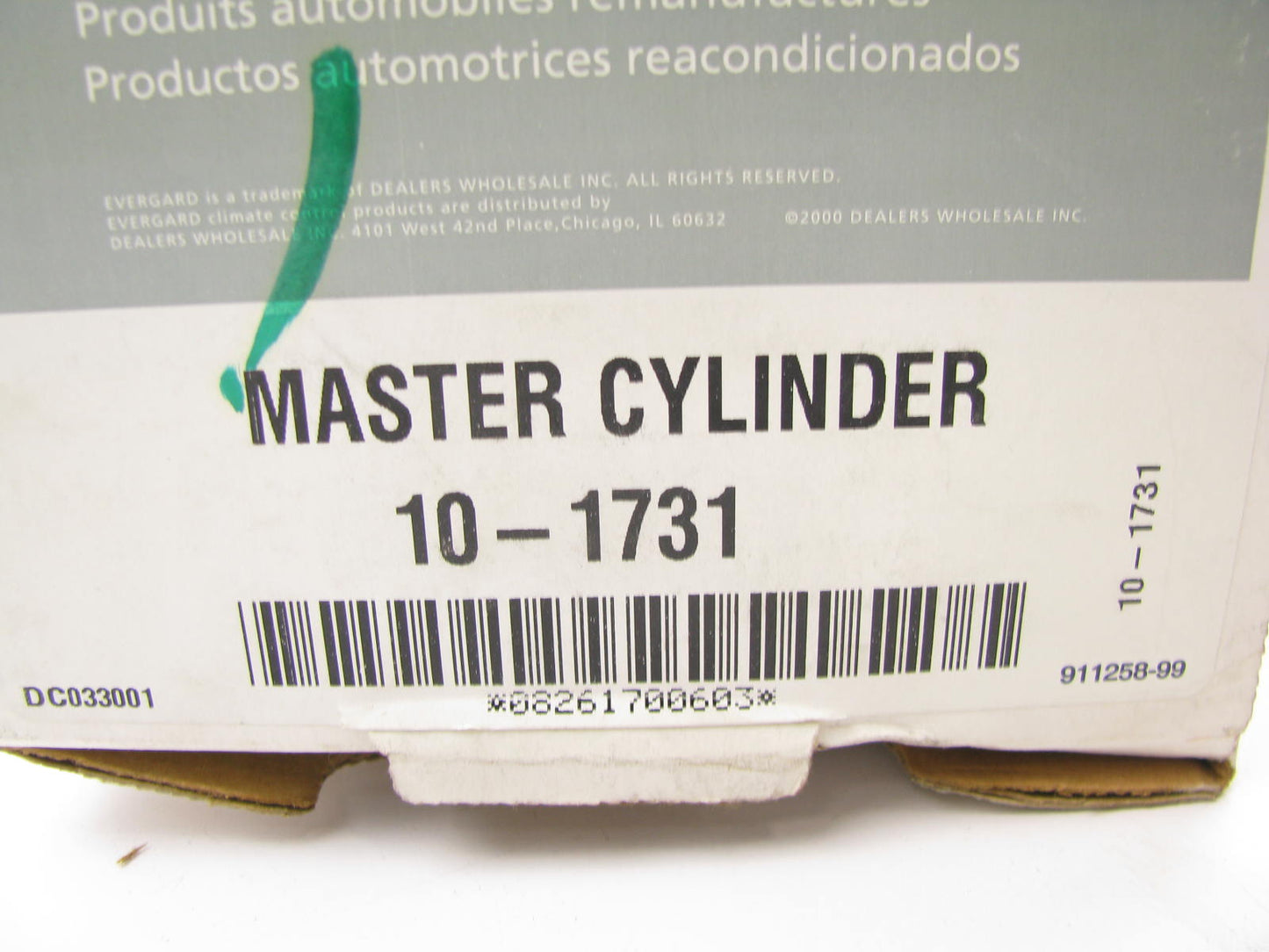 Evergard 10-1731 Remanufactured Brake Master Cylinder