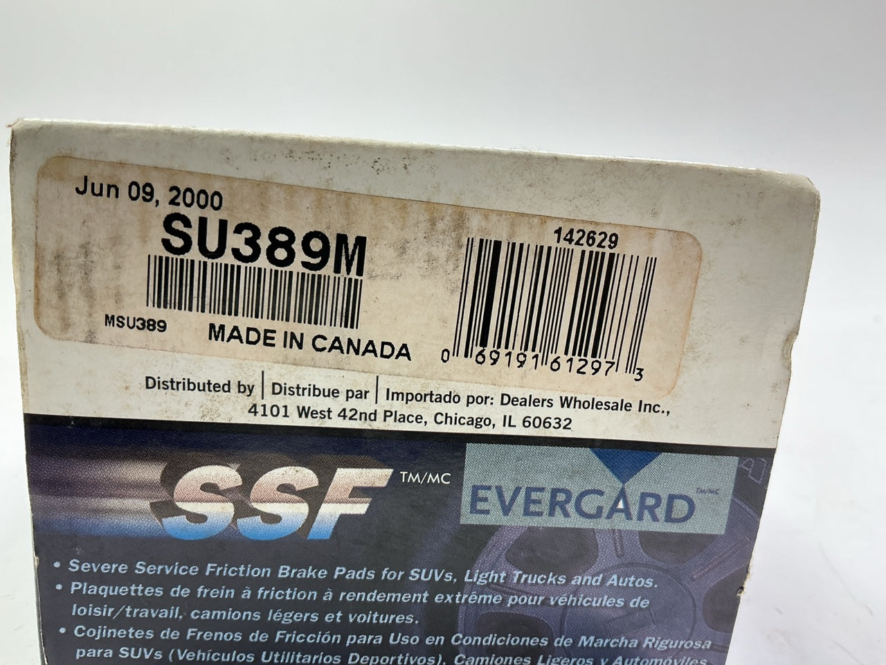 Evergard SU389M Front Disc Brake Pads W/ Slots 1989-1995 Toyota Pickup RWD (2WD)