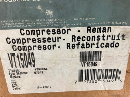 REMAN. Evergard VT15049 A/C Compressor