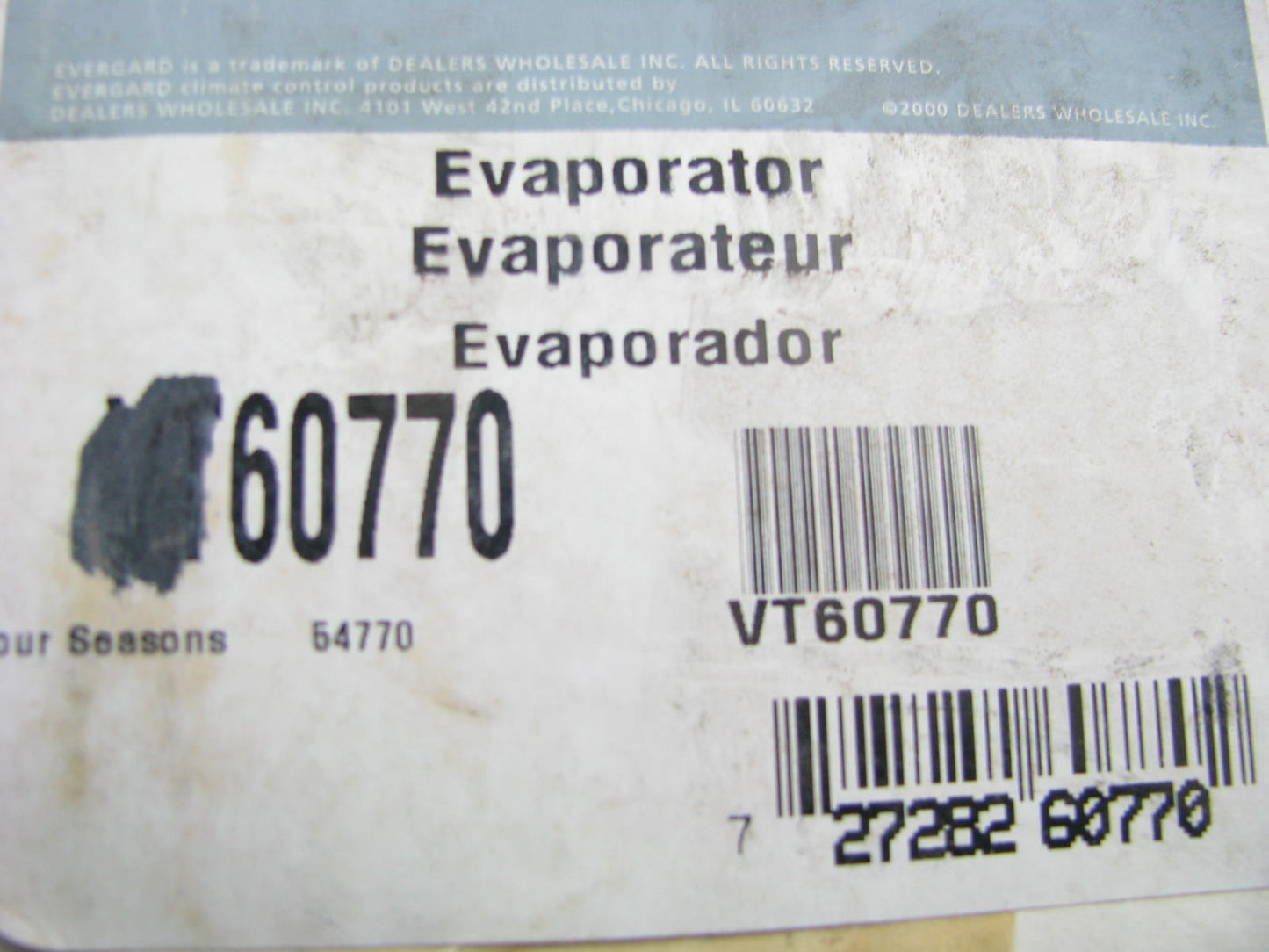 Evergard VT60770 A/C Evaporator Core 1991-1992 Isuzu Pickup 1991-93 Rodeo 54770