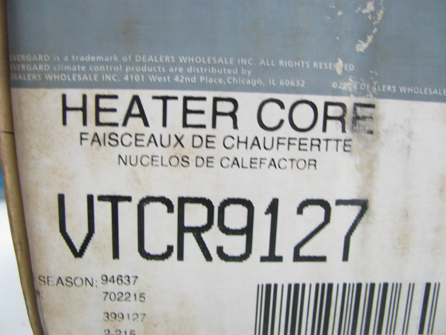 Evergard VTCR9127 HVAC Heater Core