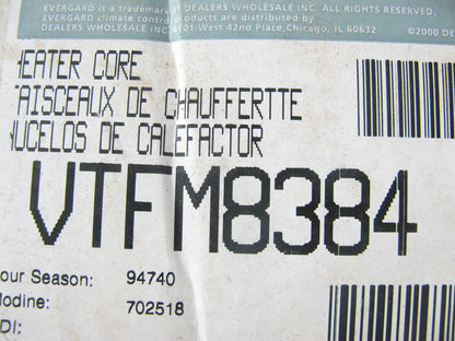 Evergard VTFM8384 HVAC Heater Core