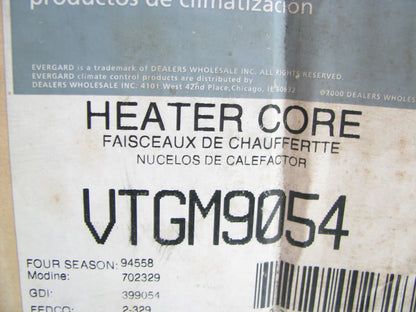 Evergard VTGM9054 HVAC Heater Core