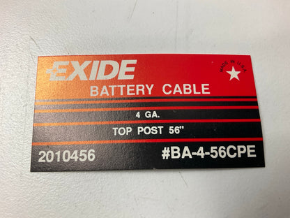 Exide BA-4-56CPE Universal Top Post Battery Cable, 4 Gauge, Black, 56'' Long