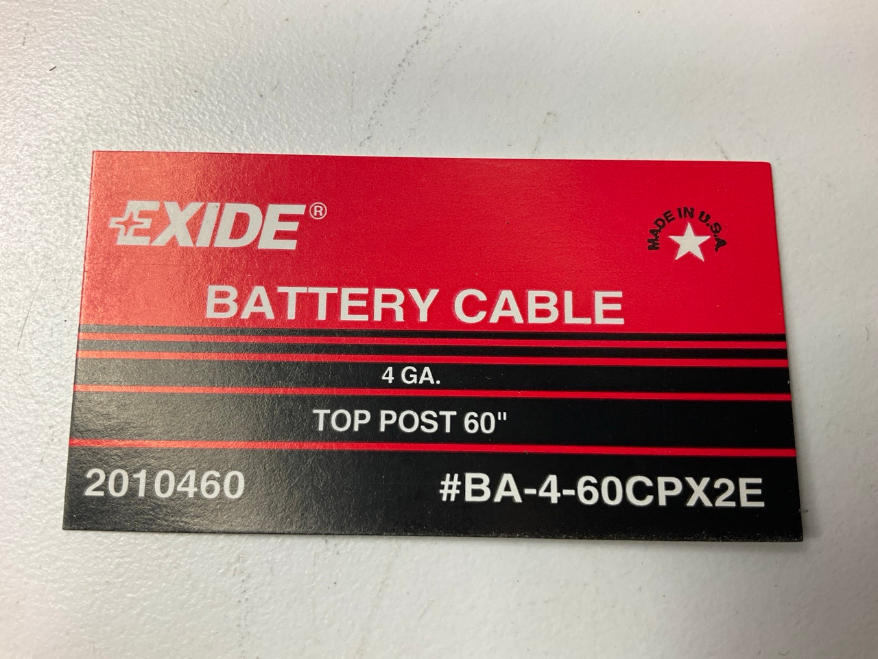 Exide BA-4-60CPX2E Universal Top Post Battery Cable, 4 Gauge, Black, 60'' Long