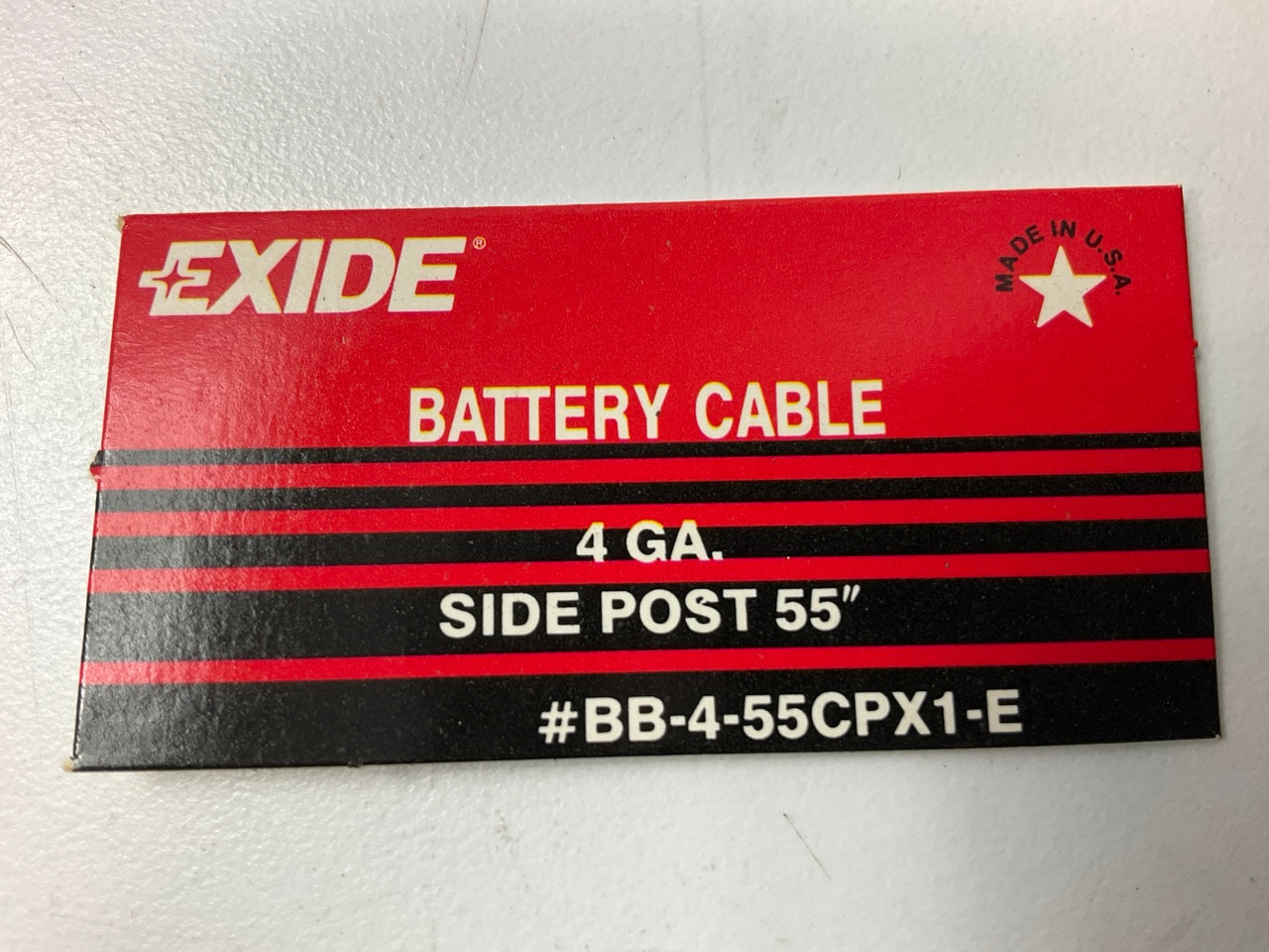 Exide BB-4-55CPX1-E Universal Side Post Battery Cable, 4 Gauge, Black, 55'' Long