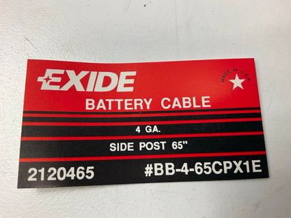 Exide BB-4-65CPX1E Universal Side Post Battery Cable, 4 Gauge, Black, 65'' Long