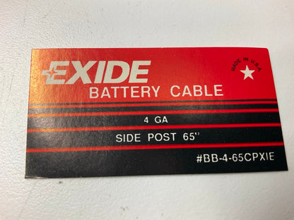 Exide BB-4-65CPXIE Universal Side Post Battery Cable, 4 Gauge, Black, 65'' Long