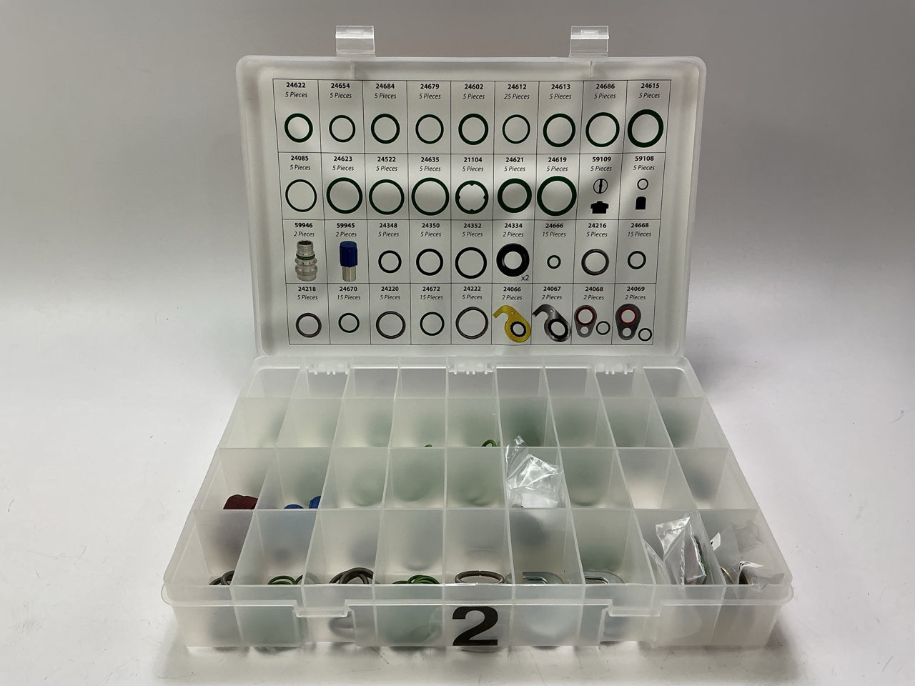 DAMAGED CASE Factory Air 24813 A/C Service Parts O-rings Seals Organizer. 626 PC