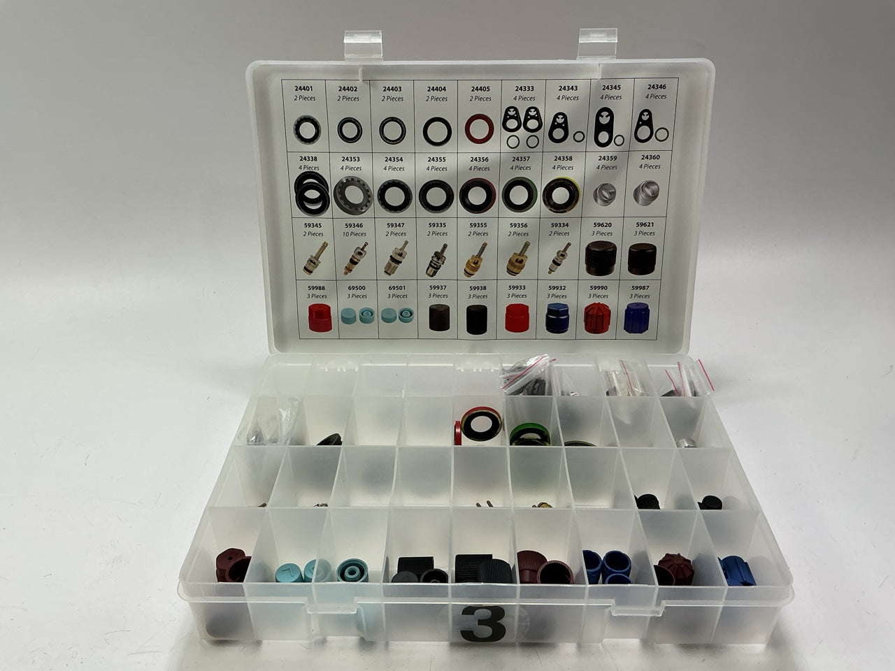 DAMAGED CASE Factory Air 24813 A/C Service Parts O-rings Seals Organizer. 626 PC