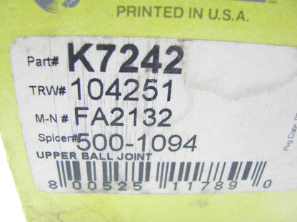 Falcon K7242 Front Upper Ball Joint For 1997-99 Dakota 1998-99 Durango