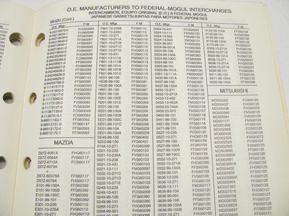 Federal Mogul 1010J Gasket Catalog For Japanese Vehicles - 1990, Weatherly #300