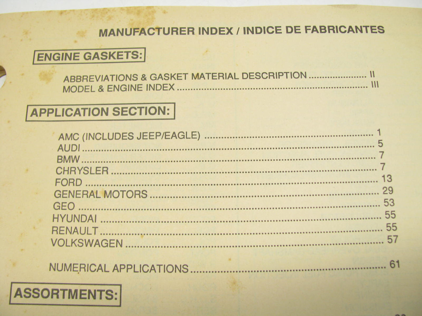 Federal Mogul 1010US Gasket Catalog For USA Vehicles Weatherly #300 1993