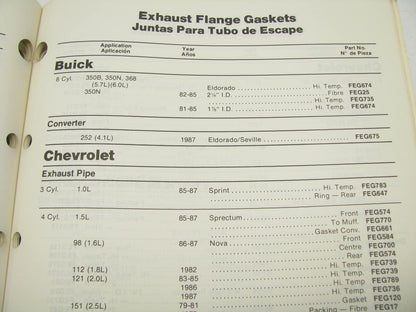 Federal Mogul 1010WT World Trade Gasket Catalog, Interchange Weatherly #300 1989