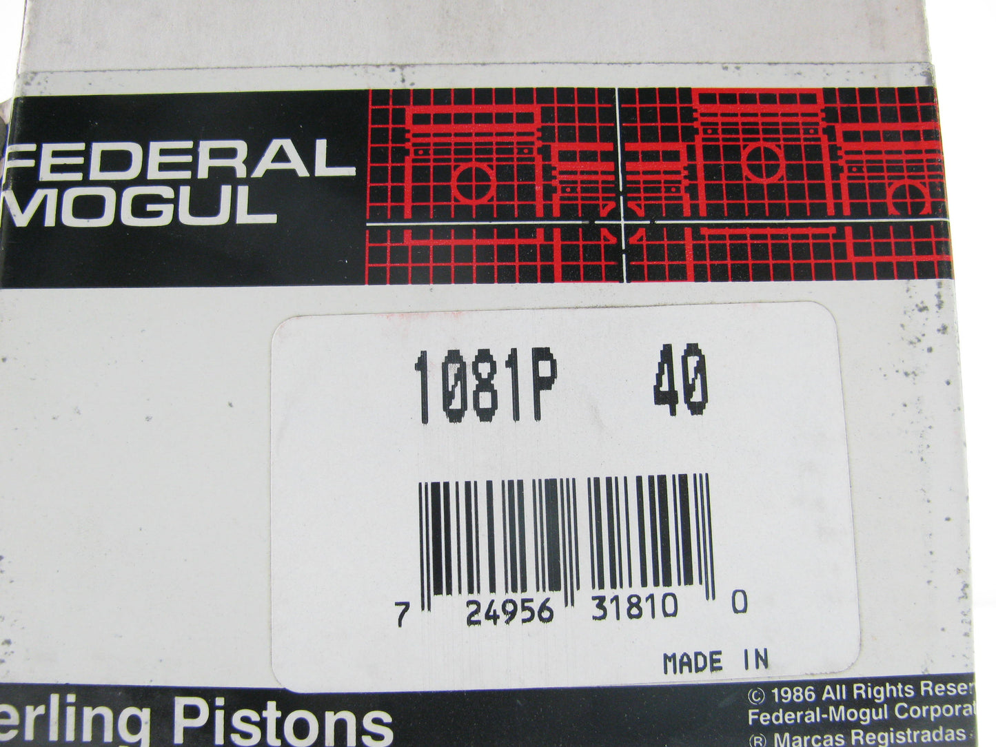 Federal Mogul 1081P40 Engine Piston .040'' 1972-1987 Ford 300 4.9L-L6