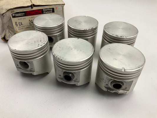 (6) Federal Mogul LC244P-060 Pistons .060'' For 1960-1985 Chrysler 170 198 225 L6