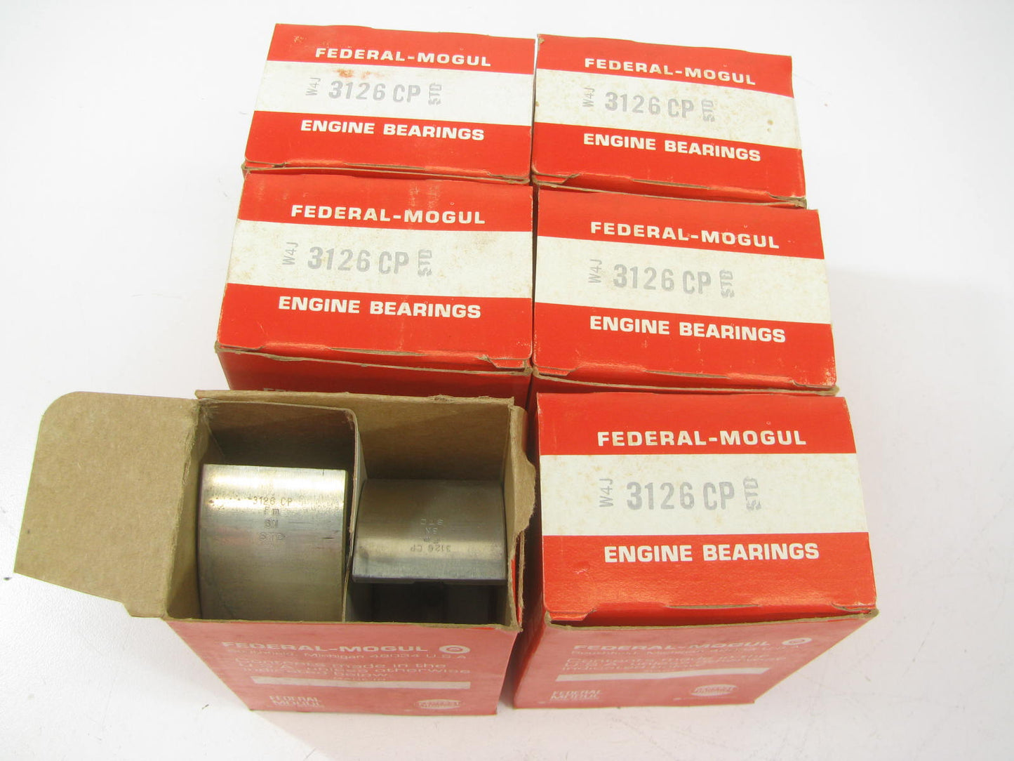 (6) Federal Mogul 3126CP Engine Main Bearing - Standard For John Deere 3010D