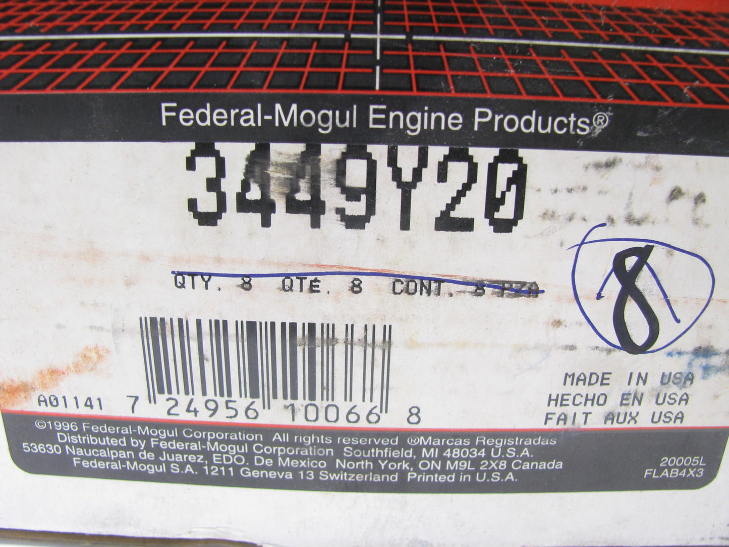 (8) Federal Mogul 3449Y20 Piston Pin Bushing For CAT D346 Replaces 1M6107