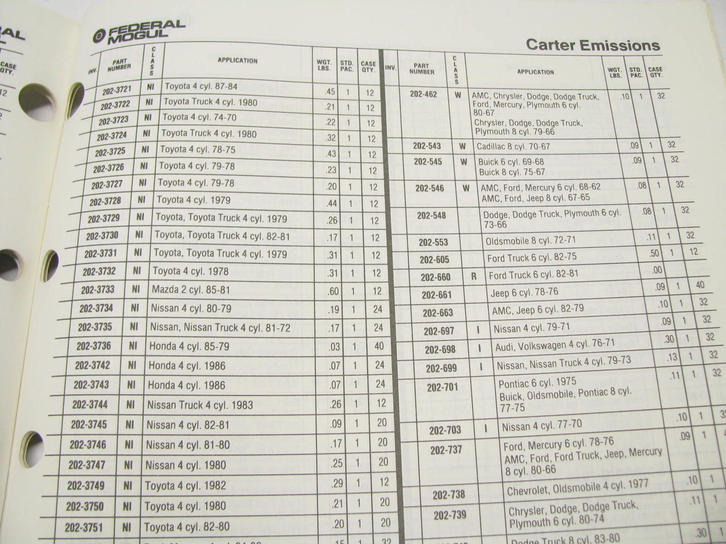 1990 BUYERS GUIDE CARTER CARBURETOR EMISSION COMPONENTS 27 PAGES