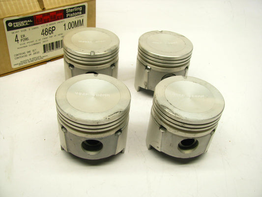 (4) Federal Mogul 486P-100MM Engine Piston 1.00mm 1977-1978 Mazda 1.8L-L4