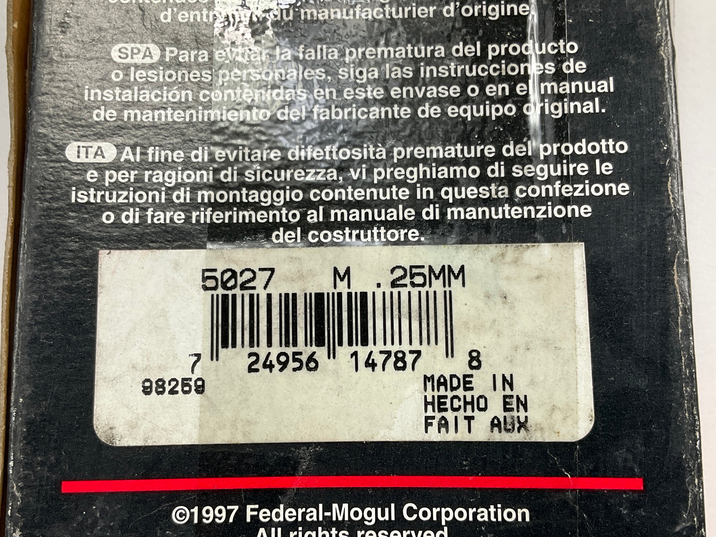 Federal Mogul 5027M-25MM Main Bearings .25mm 1970-1984 Ford 1.6L 1.8L 2.0L