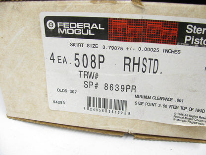 (4) Federal Mogul 508PRHSTD Right Bank Engine Piston STD 1985-90 Oldsmobile 307