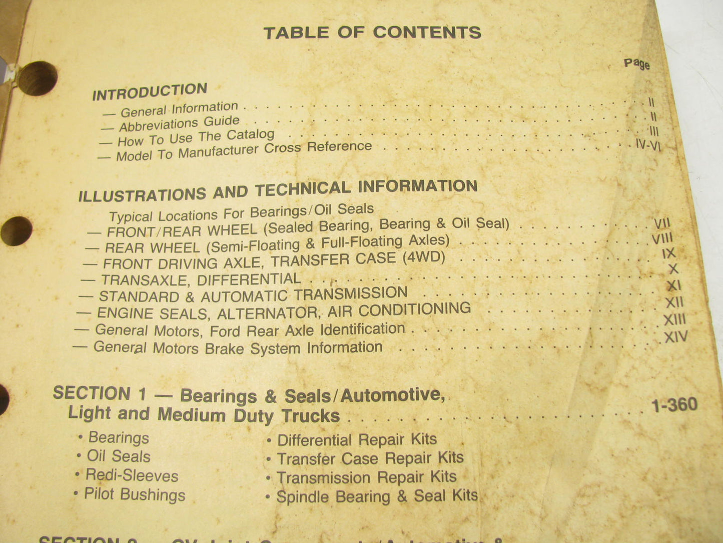 Federal Mogul 510 BCA Bearings & CV Components, National Oil Seals Catalog 1990