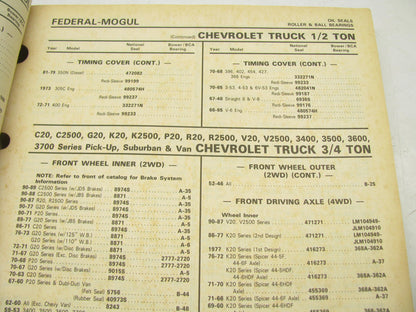 Federal Mogul 510 BCA Bearings & CV Components, National Oil Seals Catalog 1990