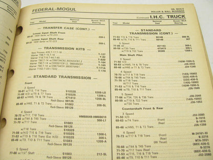 Federal Mogul 510 BCA Bearings & CV Components, National Oil Seals Catalog 1990