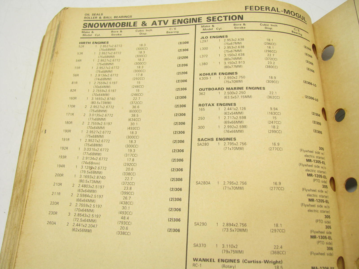 Federal Mogul 510 BCA Bearings & CV Components, National Oil Seals Catalog 1990