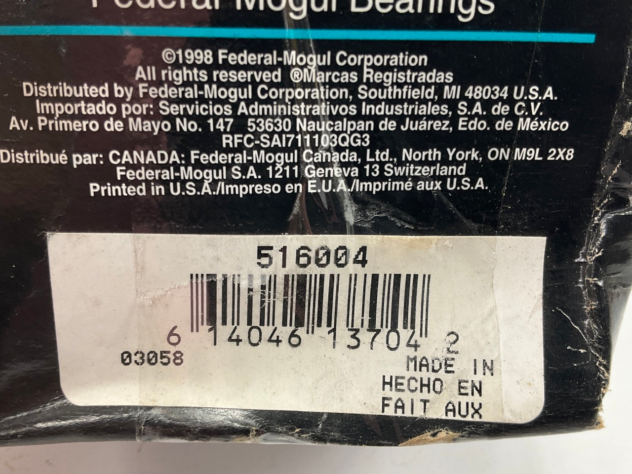Federal Mogul 516004 Rear Wheel Bearing