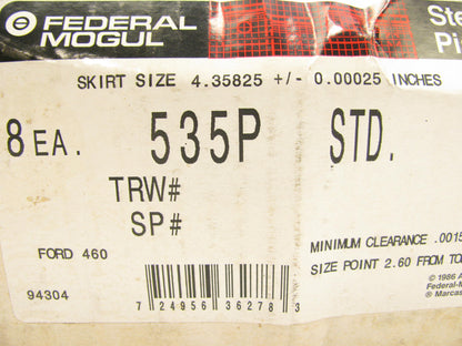 (8) Federal Mogul 535P Engine Piston - Standard 1983-1989 Ford Truck 460-V8