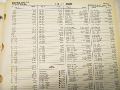 Federal Mogul 604 Sterling Pistons Master Parts Catalog & Interchange #002 1992