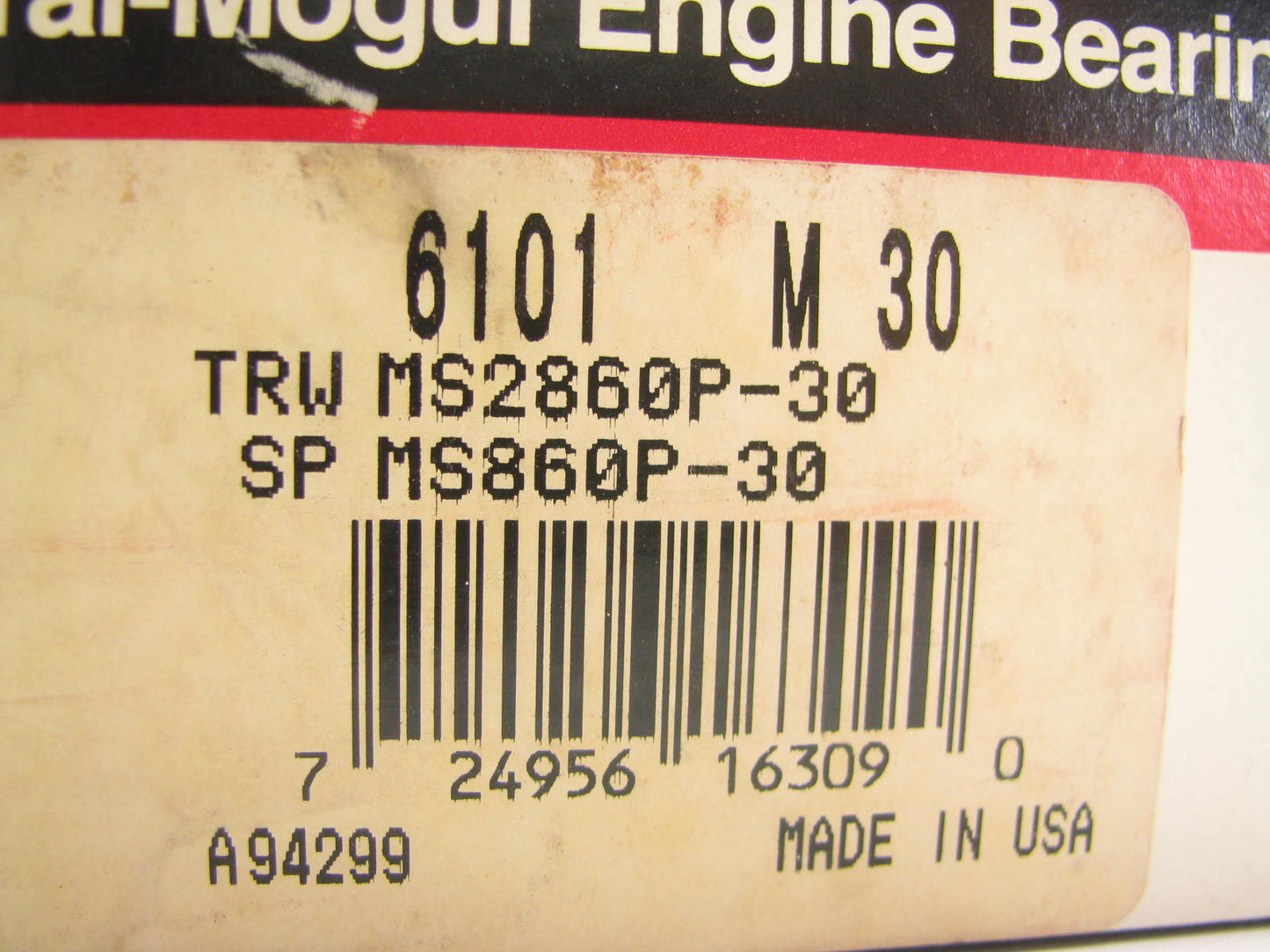 Federal Mogul 6101M-30 Engine Main Bearings .030'' 1974-1989 Ford 2.8L 2.9L-V6