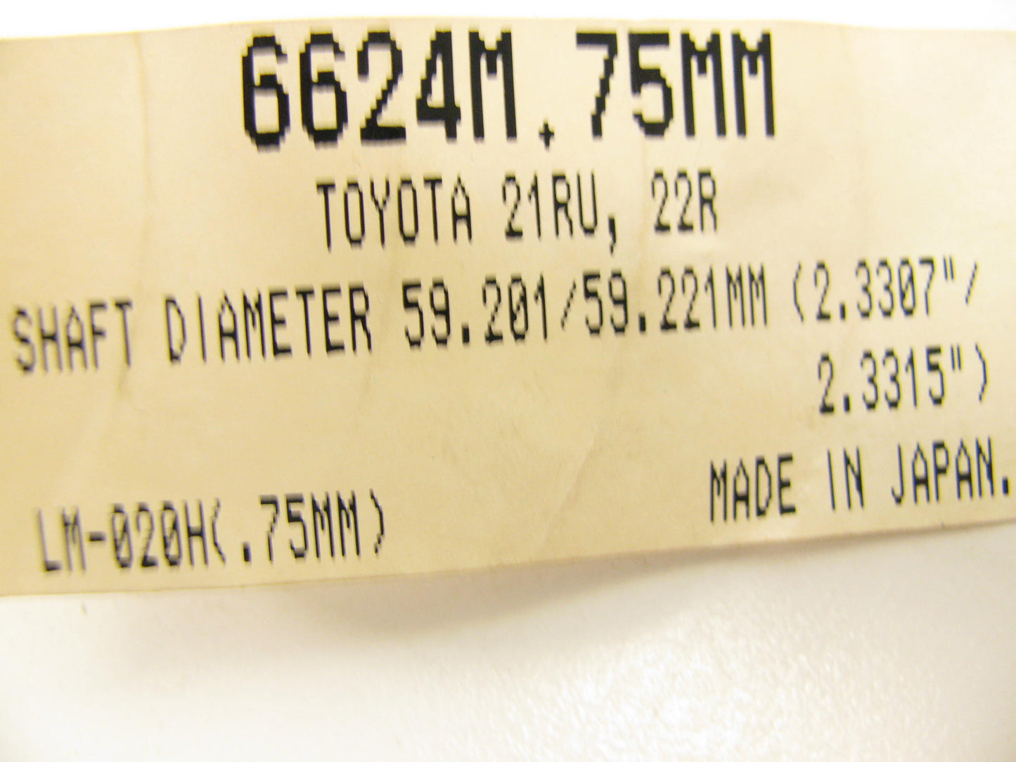 Federal Mogul 6624M-75MM Engine Main Bearings .75mm 1982-1995 Toyota 2.4L