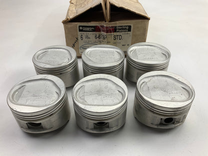 (6) Federal Mogul 678P Standard Size Pistons Set For 1987-1993 Chrysler 3.0L V6