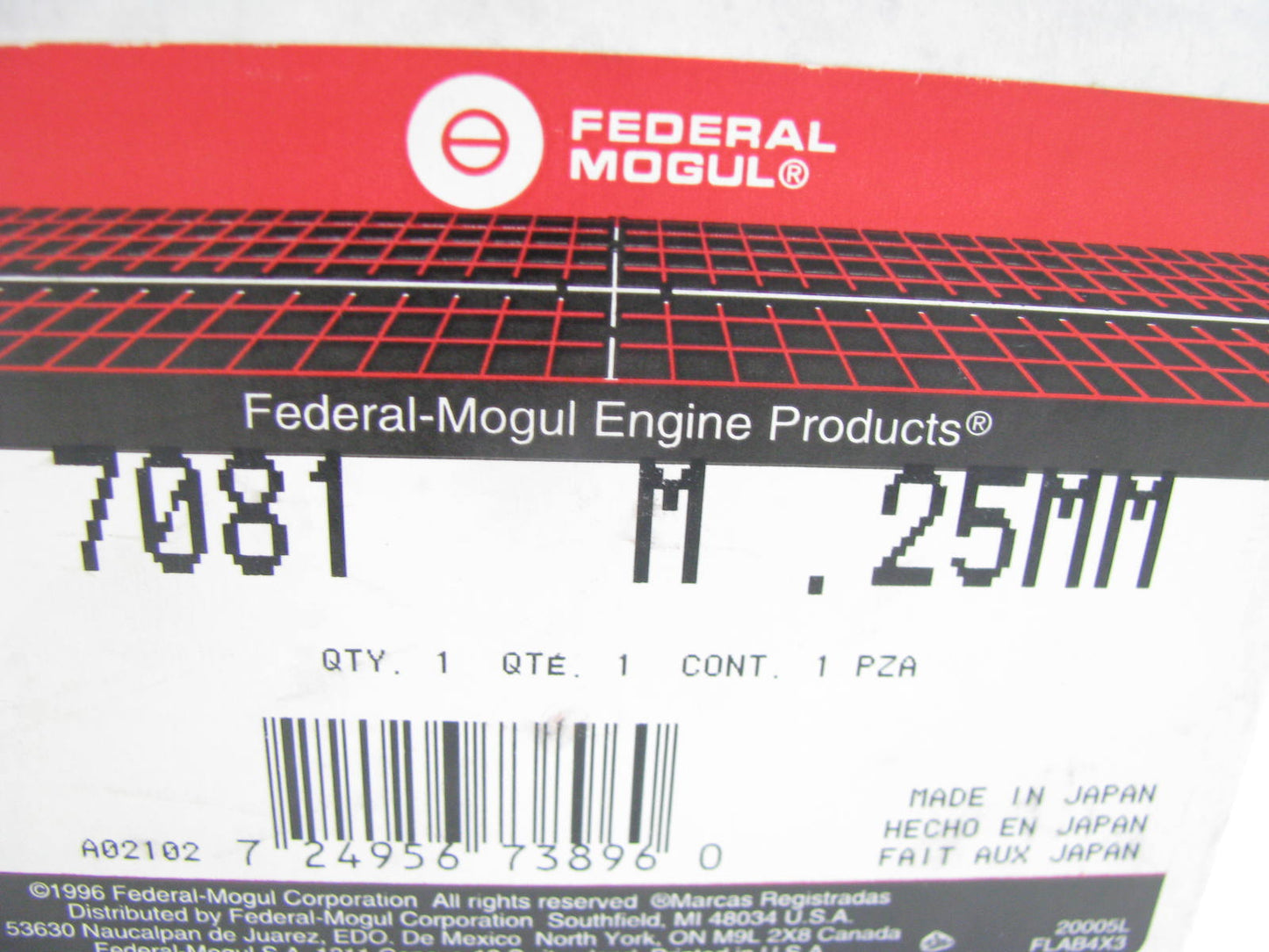 Federal 7081M25MM Main Bearings .25mm 1982-1988 Mitsubishi 3.3L 3.6L L4 Diesel