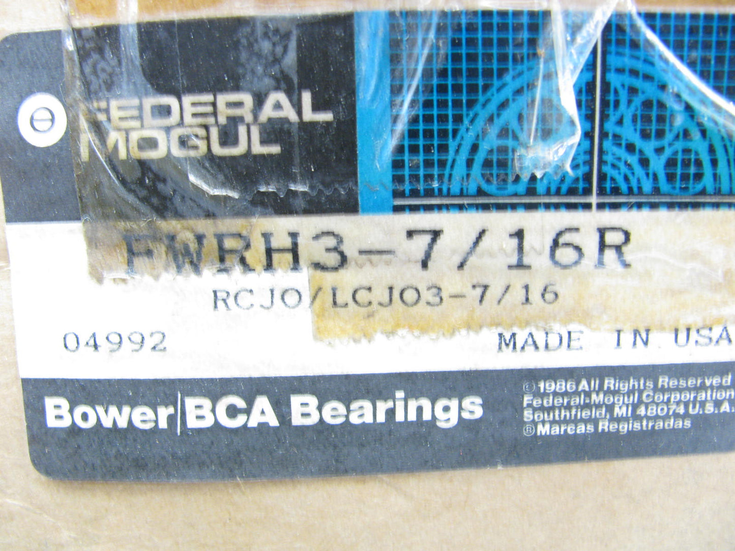 Federal Mogul FWRH 3 7/16-R Bower BCA Bearing  FWRH3-716R Four Bolt Cast Iron